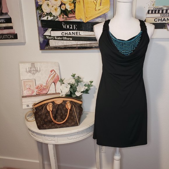 Dresses & Skirts - ** FINAL PRICE ** Little Black Sleeveless Dress w/Front Bead Bib Detail